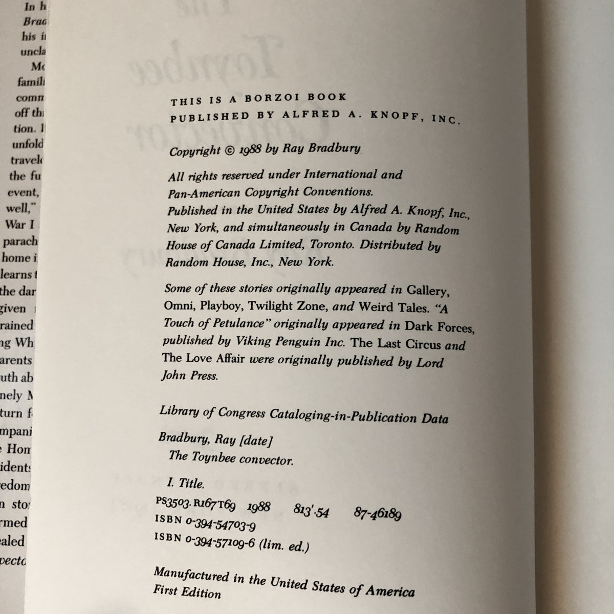 The Toynbee Convector by Ray Bradbury [FIRST EDITION] - Bookshop Apocalypse