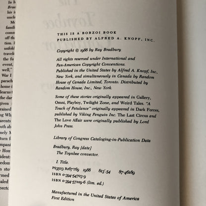 The Toynbee Convector by Ray Bradbury [FIRST EDITION] - Bookshop Apocalypse