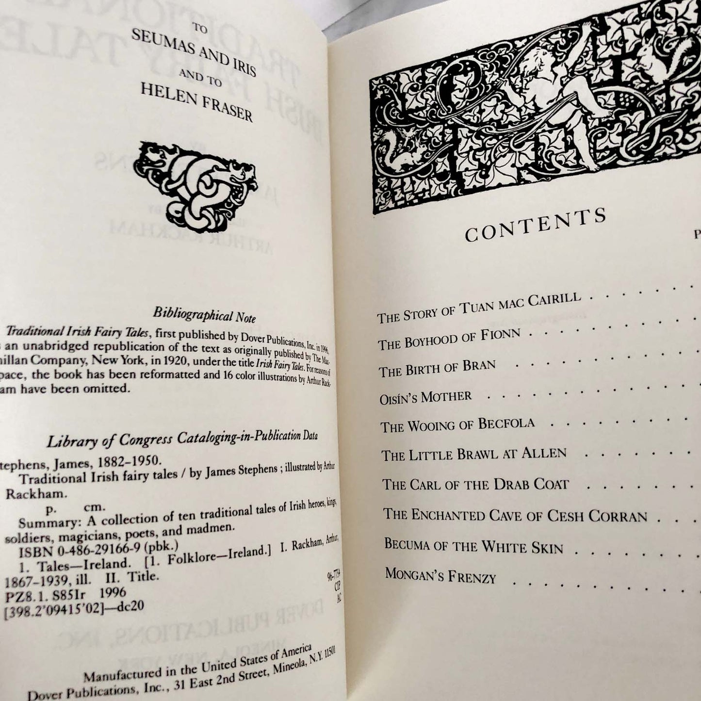 Traditional Irish Fairy Tales by James Stephens & Arthur Rackham [TRADE PAPERBACK / 1996]