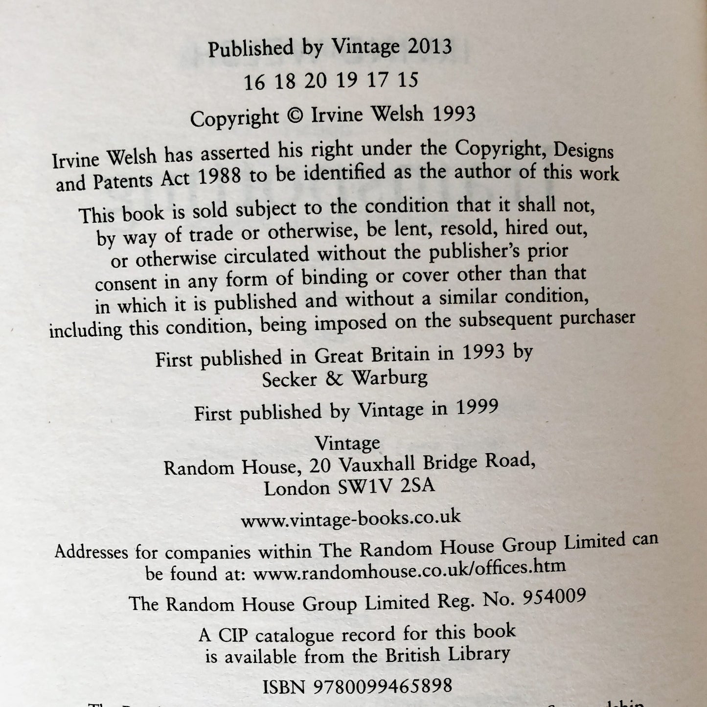 Trainspotting by Irvine Welsh [U.K. TRADE PAPERBACK IMPORT] 2013