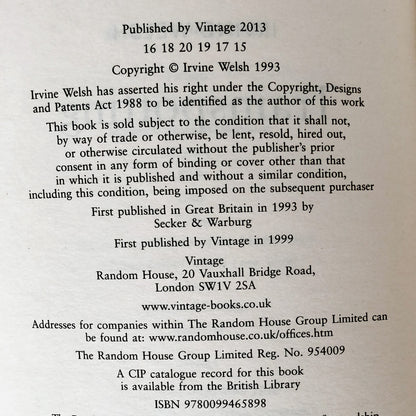 Trainspotting by Irvine Welsh [U.K. TRADE PAPERBACK IMPORT] 2013