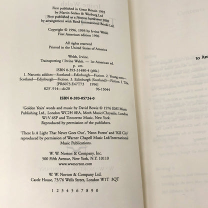 Trainspotting by Irvine Welsh [FIRST EDITION HARDCOVER] 2002 • First Printing • Norton