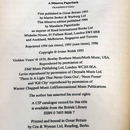 Trainspotting by Irvine Welsh [U.K. TRADE PAPERBACK] 1996