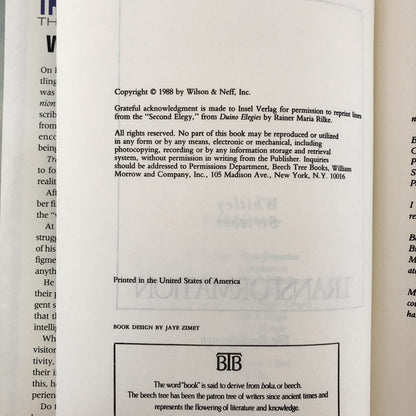 Transformation: The Breakthrough by Whitley Strieber [FIRST BOOK CLUB EDITION] 1988 • BEECH TREE