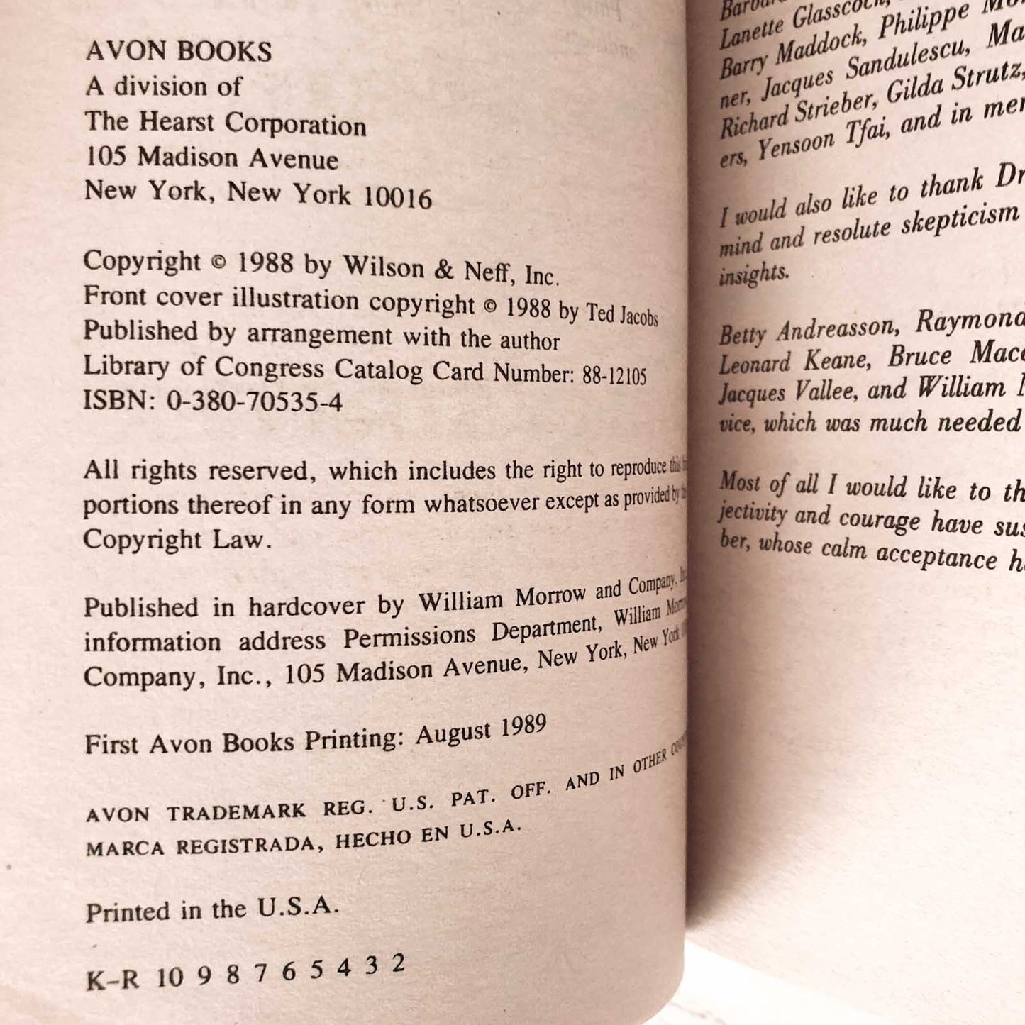 Transformation: The Breakthrough by Whitley Strieber [1989 PAPERBACK]