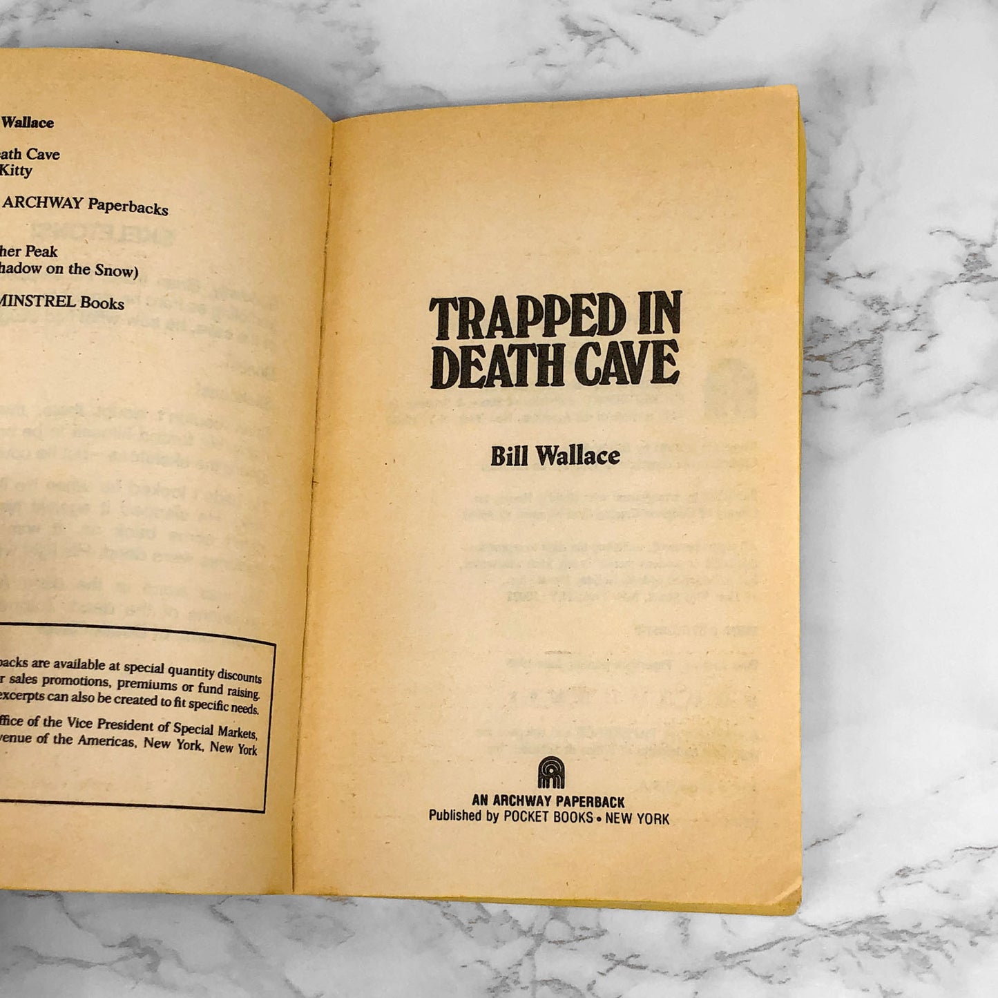 Trapped in Death Cave by Bill Wallace [FIRST EDITION PAPERBACK] 1985