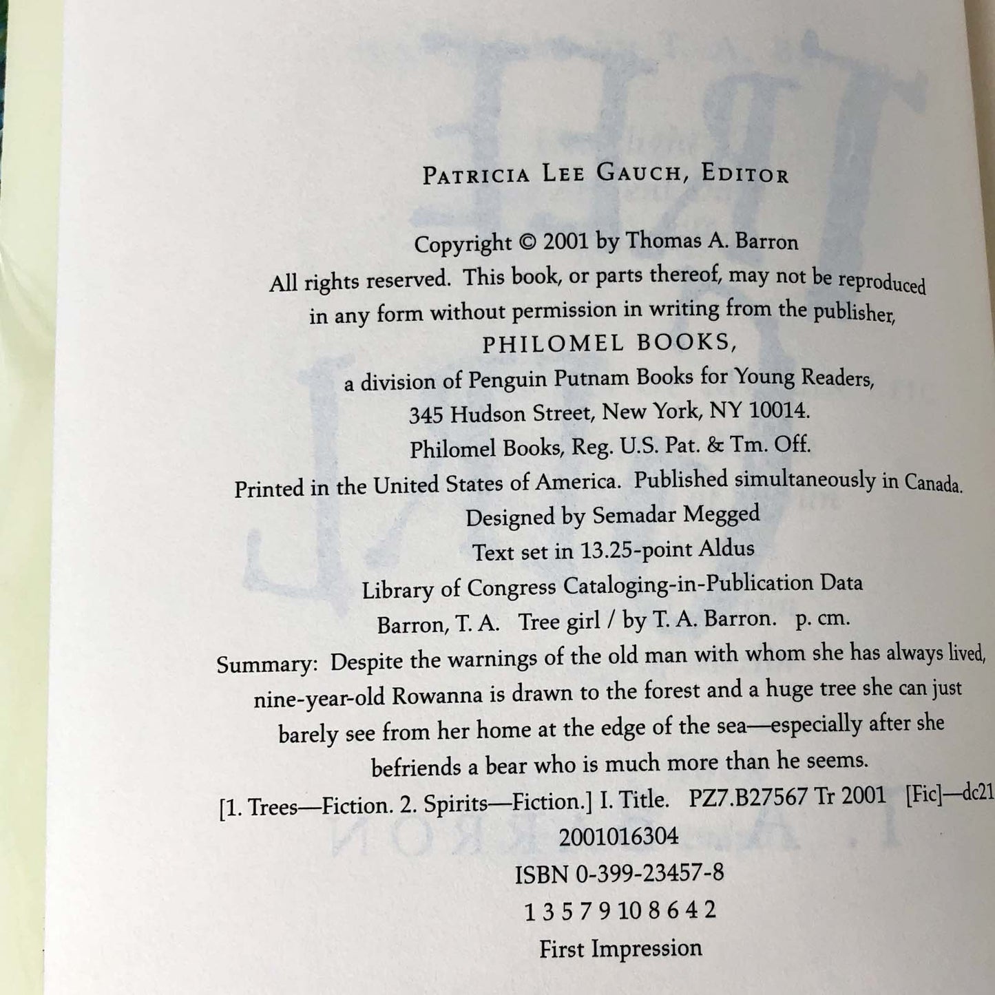 Tree Girl by T.A. Barron SIGNED! [FIRST EDITION] 2001