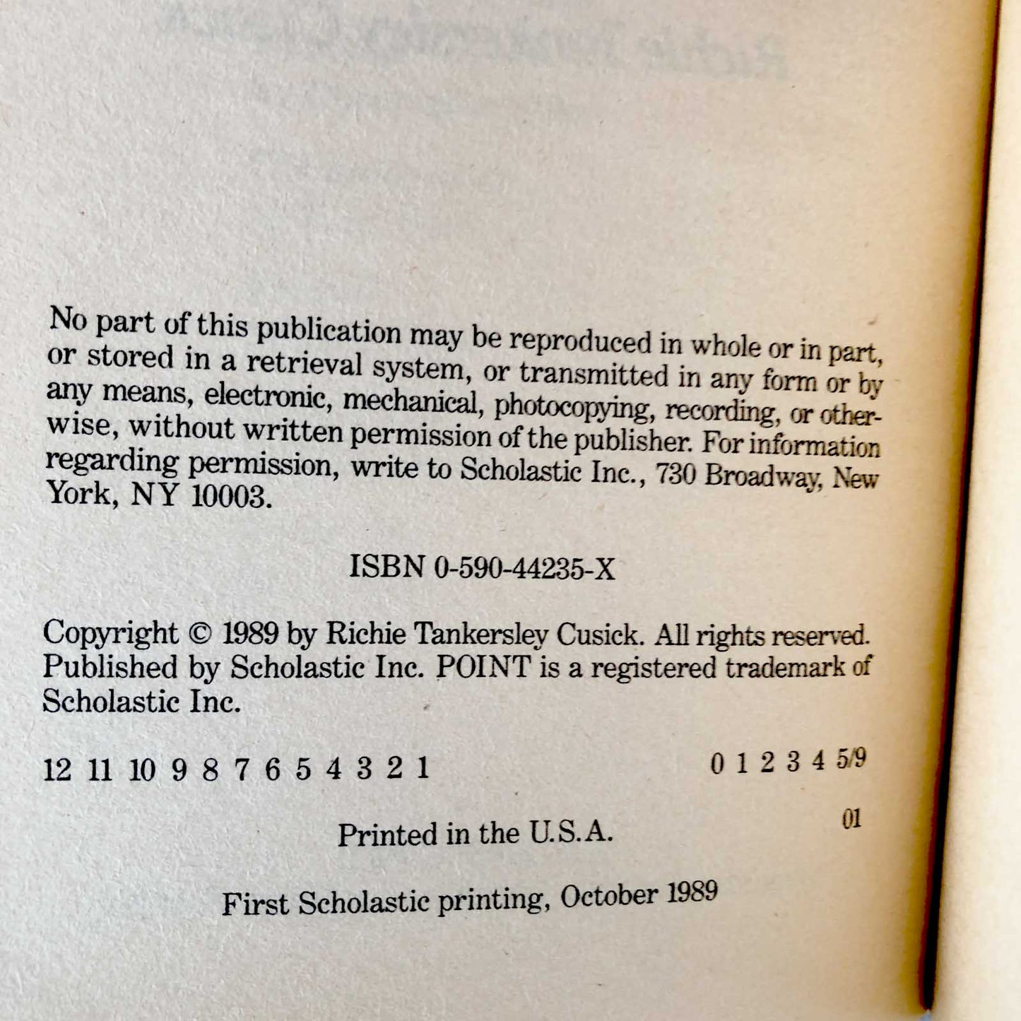 Trick or Treat by Richie Tankersley Cusick [1989 PAPERBACK] Point Horror #10