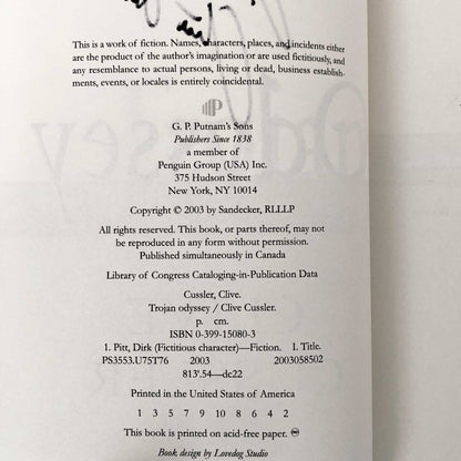 Trojan Odyssey by Clive Cussler SIGNED! [FIRST EDITION / FIRST PRINTING] 2003