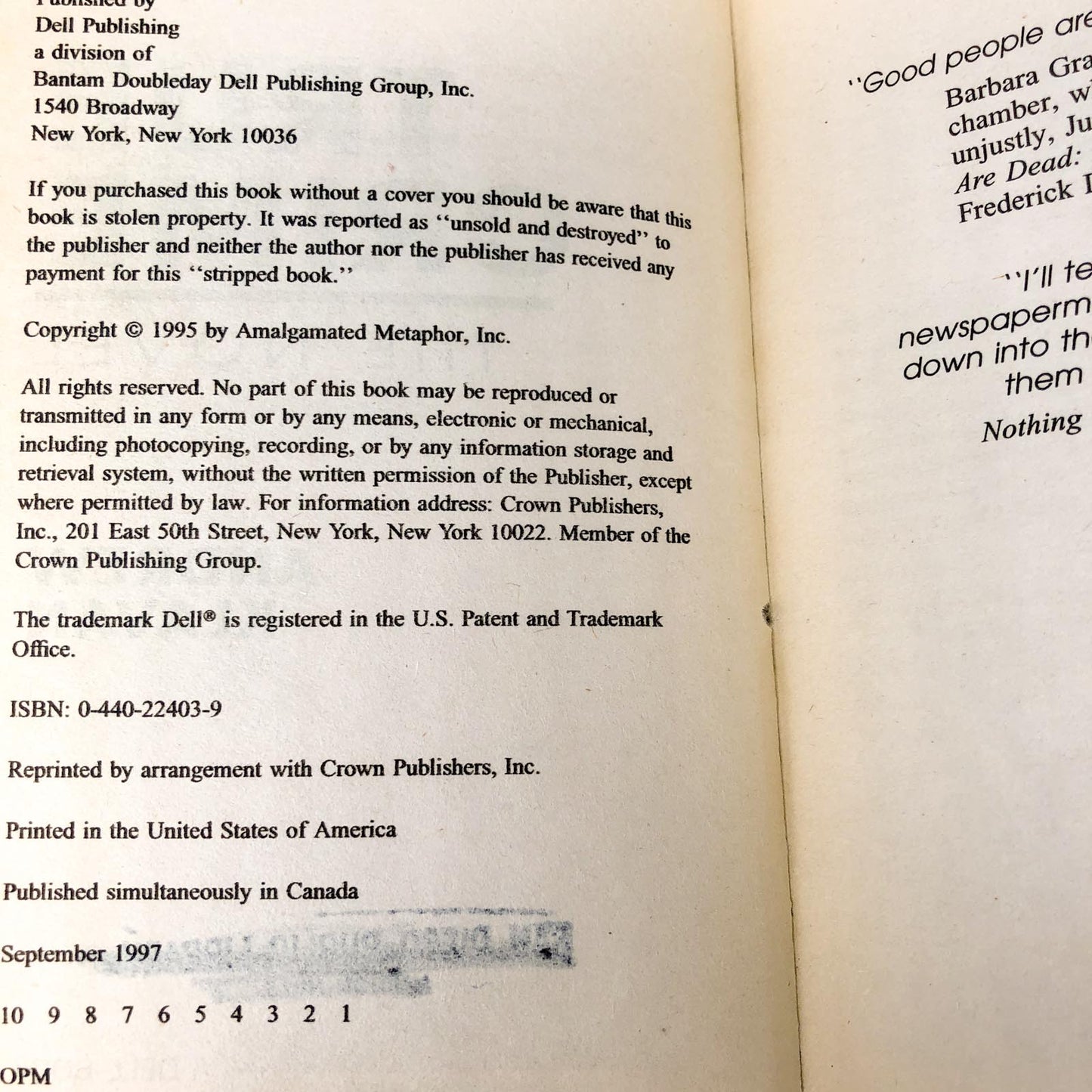 True Crime by Andrew Klavan [FIRST PAPERBACK PRINTING] 1997