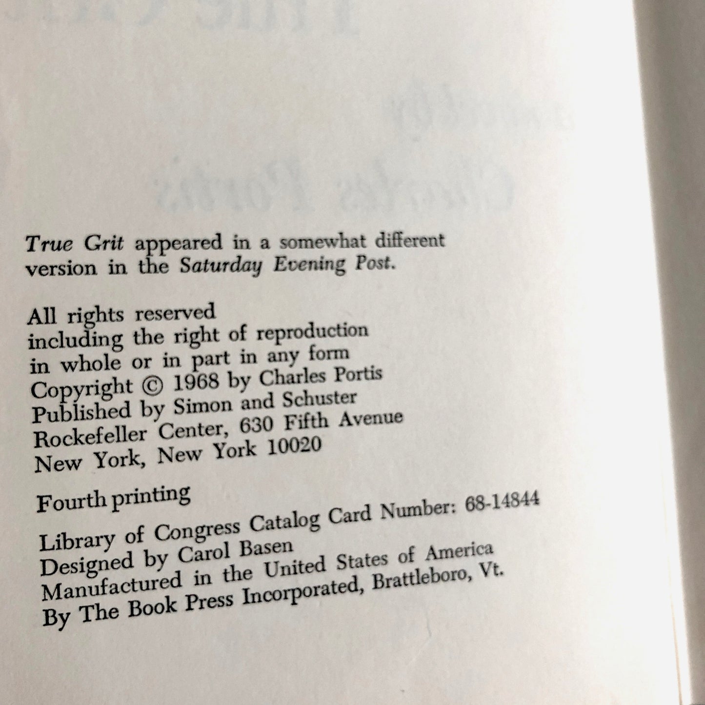 True Grit by Charles Portis [FIRST EDITION / 1968]