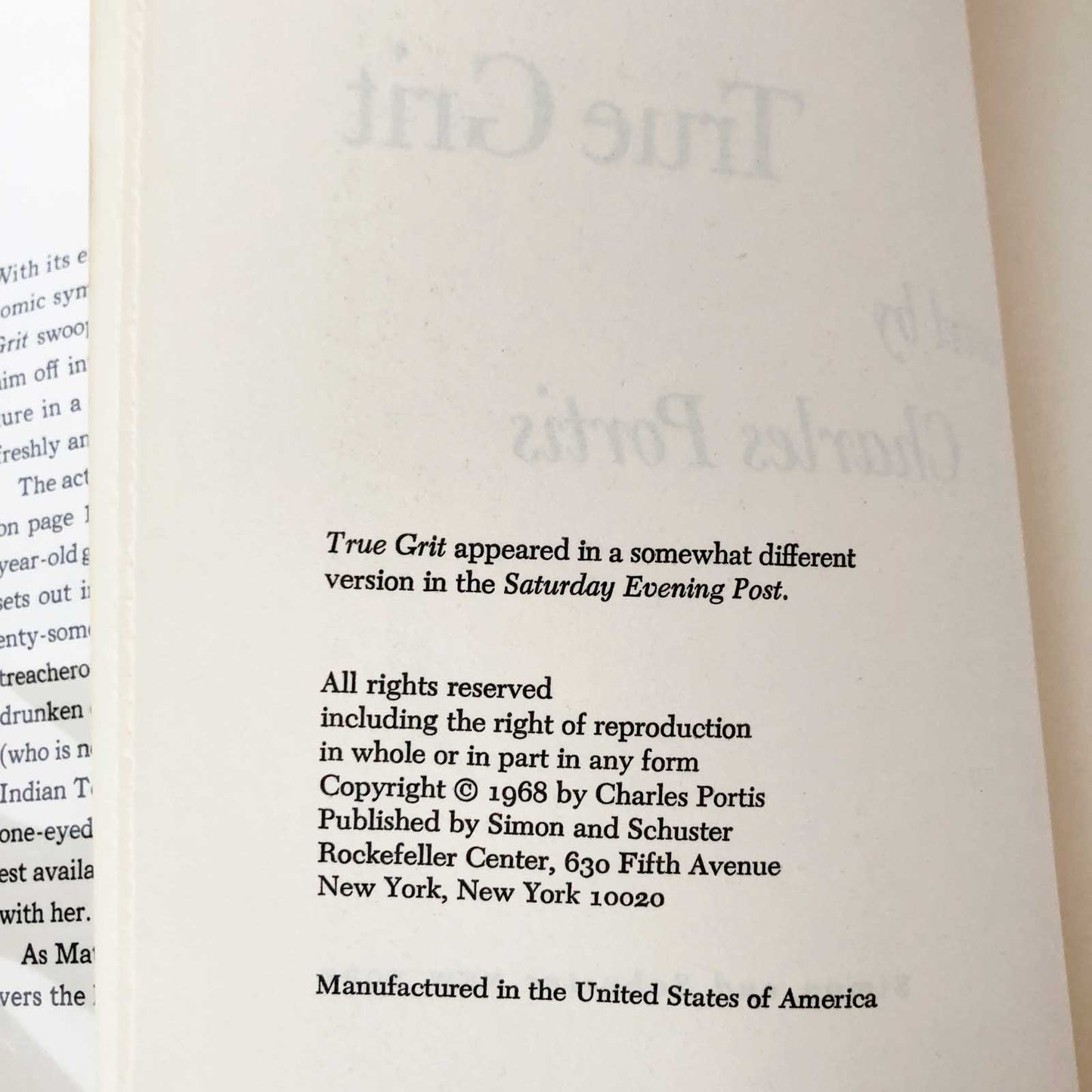 True Grit by Charles Portis [1968 HARDCOVER]