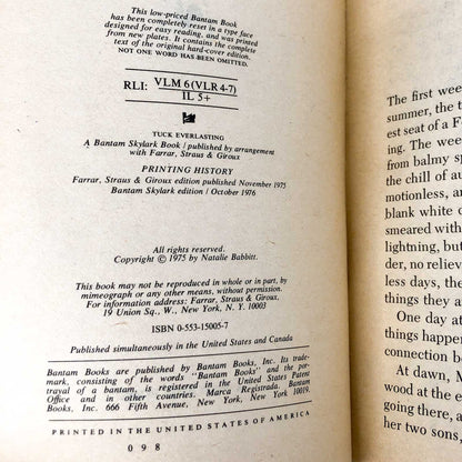 Tuck Everlasting by Natalie Babbitt [FIRST PAPERBACK EDITION] 1976