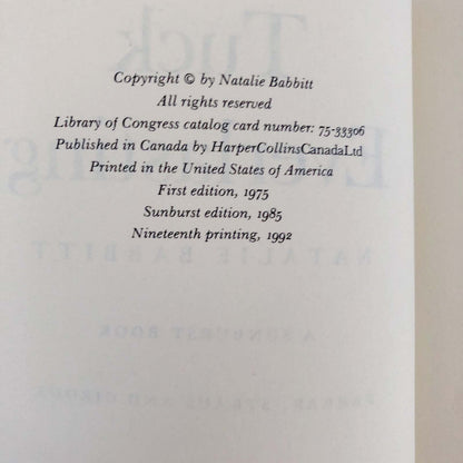 Tuck Everlasting by Natalie Babbitt [TRADE PAPERBACK] • 1985