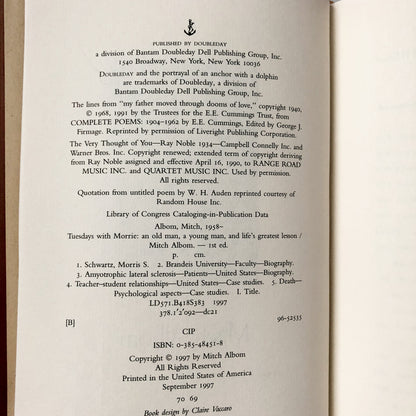 Tuesdays With Morrie by Mitch Albom [FIRST EDITION] - Bookshop Apocalypse