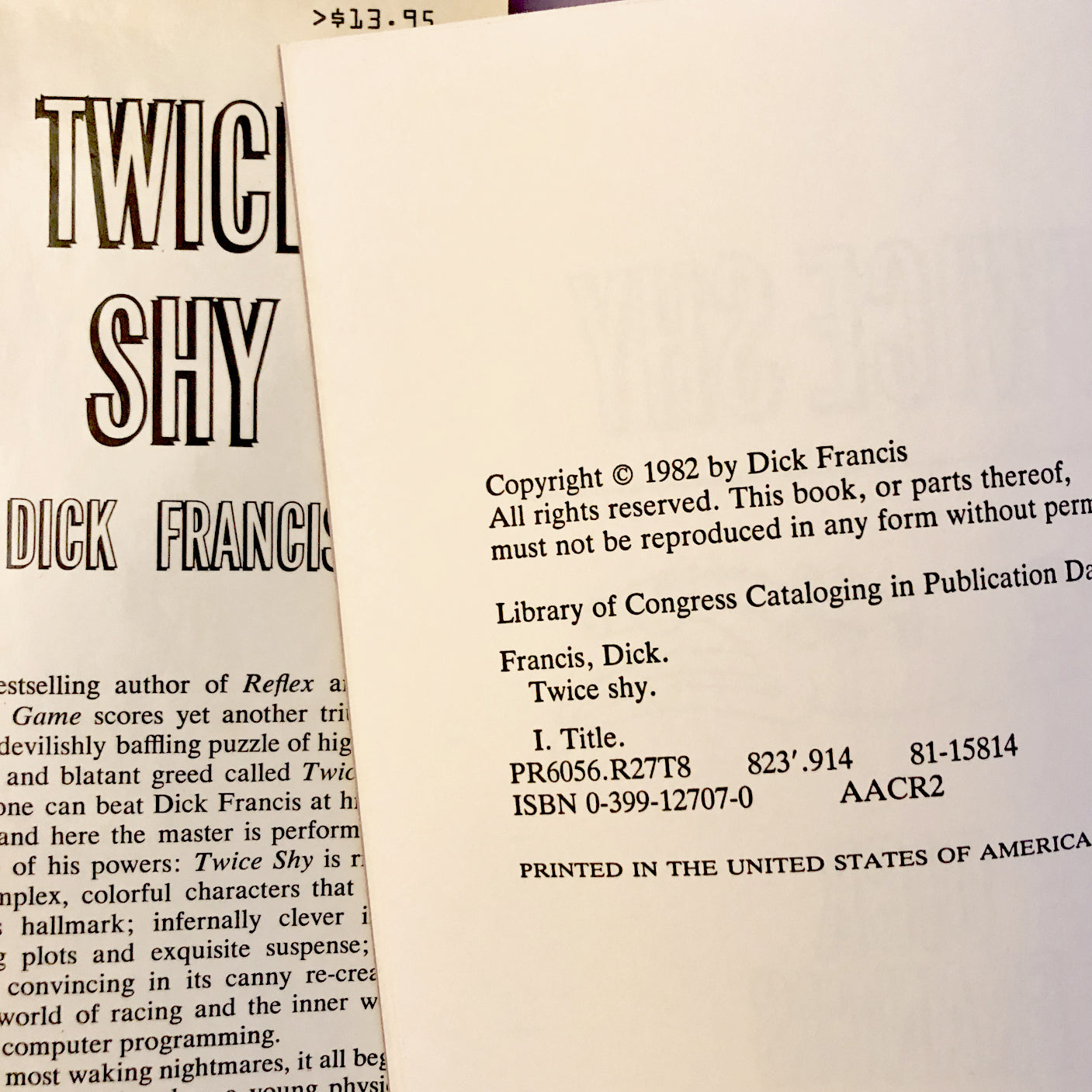 Twice Shy by Dick Francis [FIRST EDITION] - Bookshop Apocalypse