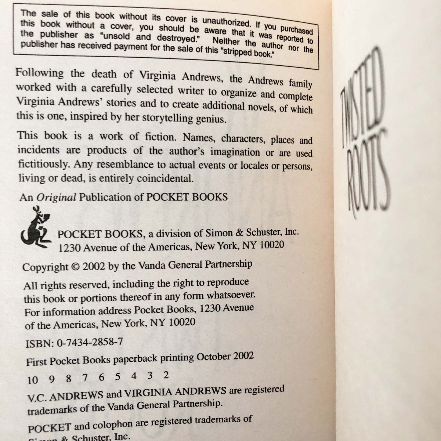 Twisted Roots by V.C. Andrews [FIRST PAPERBACK EDITION] 2002