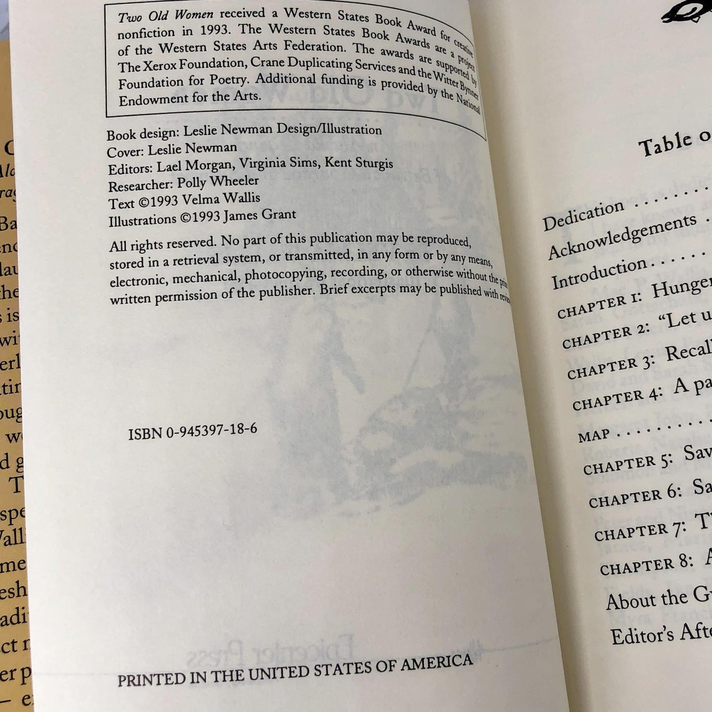 Two Old Women: An Alaskan Legend of Betrayal, Courage & Survival by Velma Wallis [1993 BCE HARDCOVER]