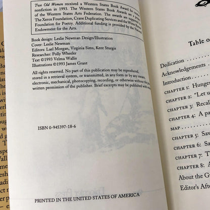 Two Old Women: An Alaskan Legend of Betrayal, Courage & Survival by Velma Wallis [1993 BCE HARDCOVER]