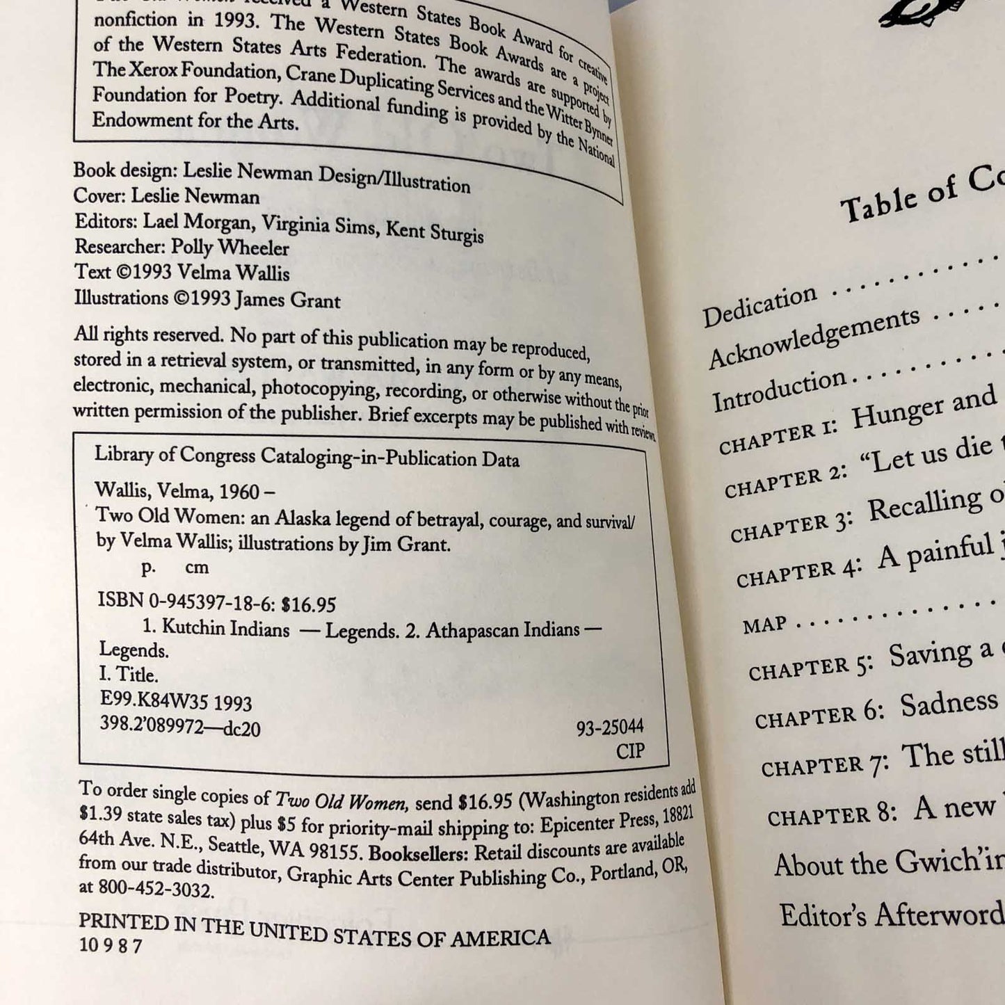 Two Old Women: An Alaskan Legend of Betrayal, Courage & Survival by Velma Wallis [FIRST EDITION] 1993