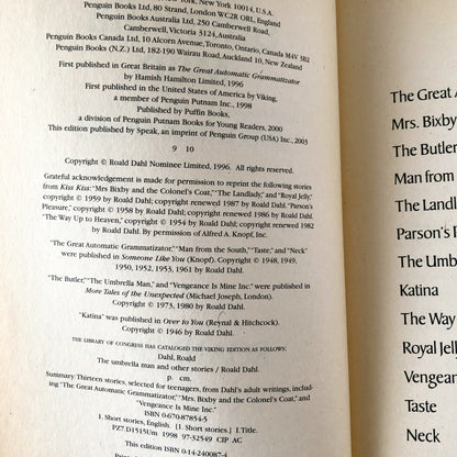 The Umbrella Man & Other Stories by Roald Dahl [TRADE PAPERBACK / 2003]