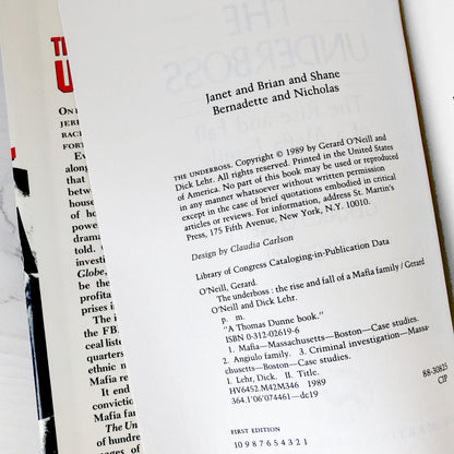 The Underboss: The Rise & Fall of a Mafia Family by Gerard O'Neill & Dick Lehr [FIRST EDITION / FIRST PRINTING] 1989