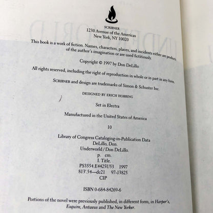 Underworld by Don Delillo [FIRST EDITION] 1997