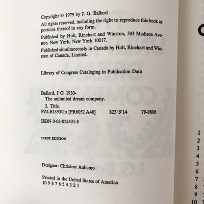 The Unlimited Dream Company by J.G. Ballard [FIRST EDITION / FIRST PRINTING] 1979