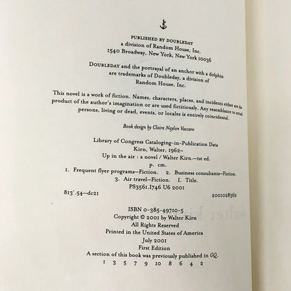 Up in the Air by Walter Kirn [FIRST EDITION • FIRST PRINTING] 2001 • Doubleday