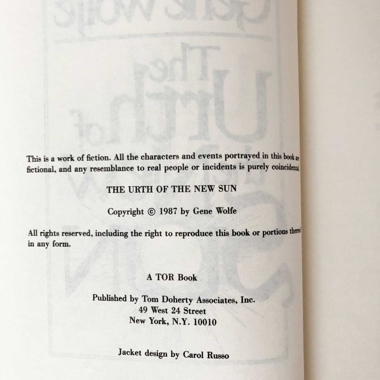 The Urth of the New Sun by Gene Wolfe [FIRST BOOK CLUB EDITION] 1987