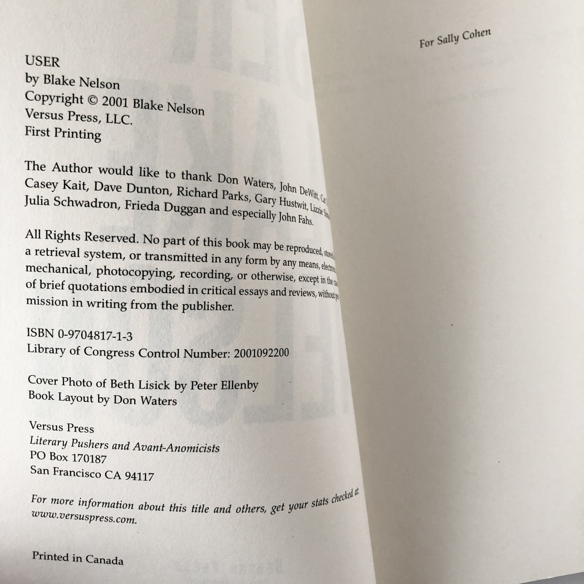 User by Blake Nelson [FIRST EDITION / FIRST PRINTING] - Bookshop Apocalypse