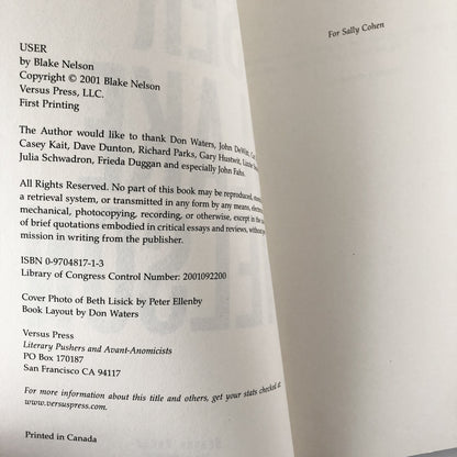 User by Blake Nelson [FIRST EDITION / FIRST PRINTING] - Bookshop Apocalypse