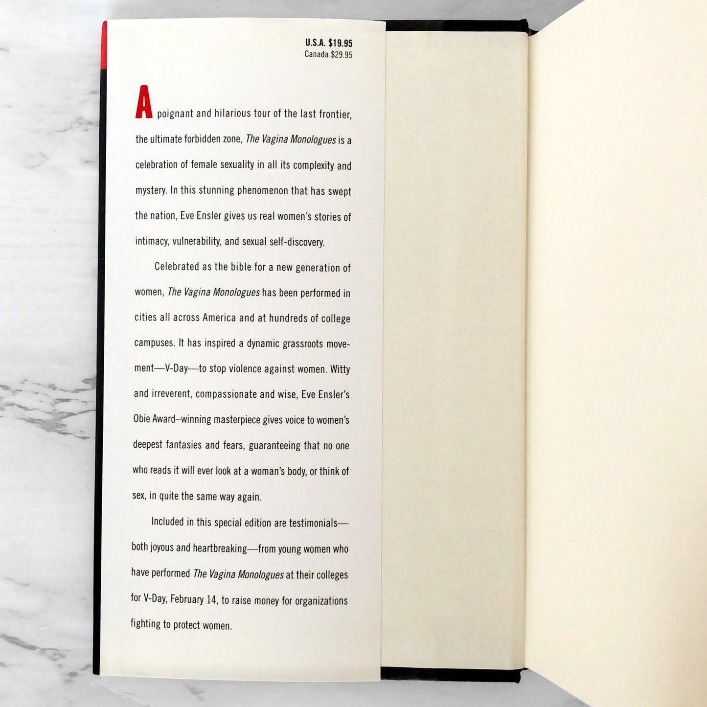 The Vagina Monologues by Eve Ensler [REVISED EDITION HARDCOVER] 2001