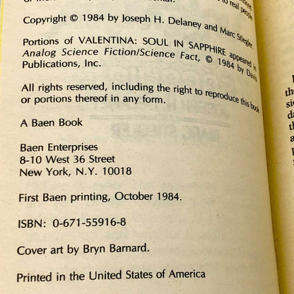 Valentina: Soul in Sapphire by Joseph H. Delaney & Marc Stiegler [FIRST EDITION] 1984