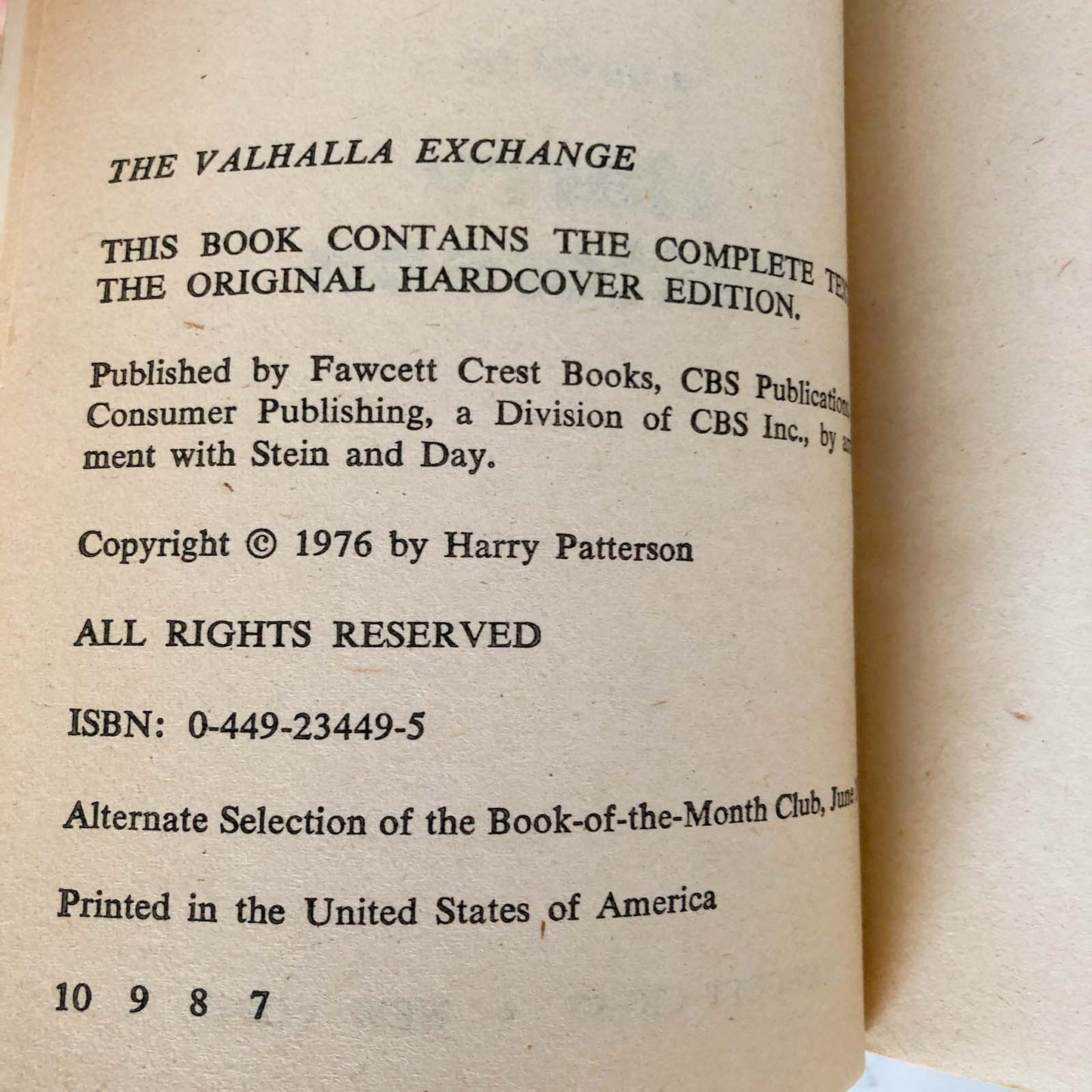The Valhalla Exchange by Harry Patterson aka Jack Higgins [1976 PAPERBACK]