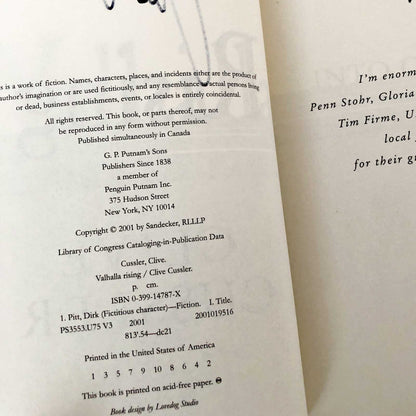 Valhalla Rising by Clive Cussler SIGNED! [FIRST EDITION / FIRST PRINTING] 2001