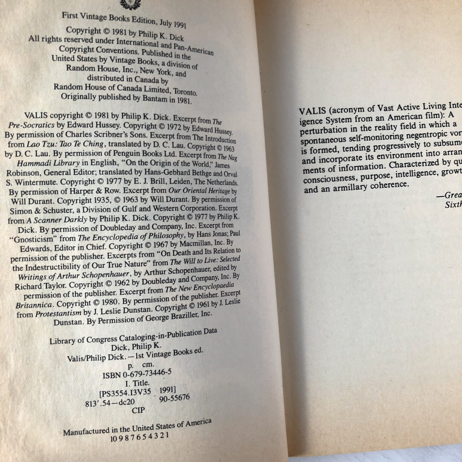 Valis by Philip K. Dick [1991 TRADE PAPERBACK] - Bookshop Apocalypse
