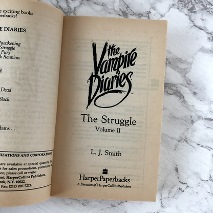The Vampire Diaries Vol II: The Struggle by L.J. Smith [FIRST EDITION PAPERBACK ] / 1991 - Bookshop Apocalypse