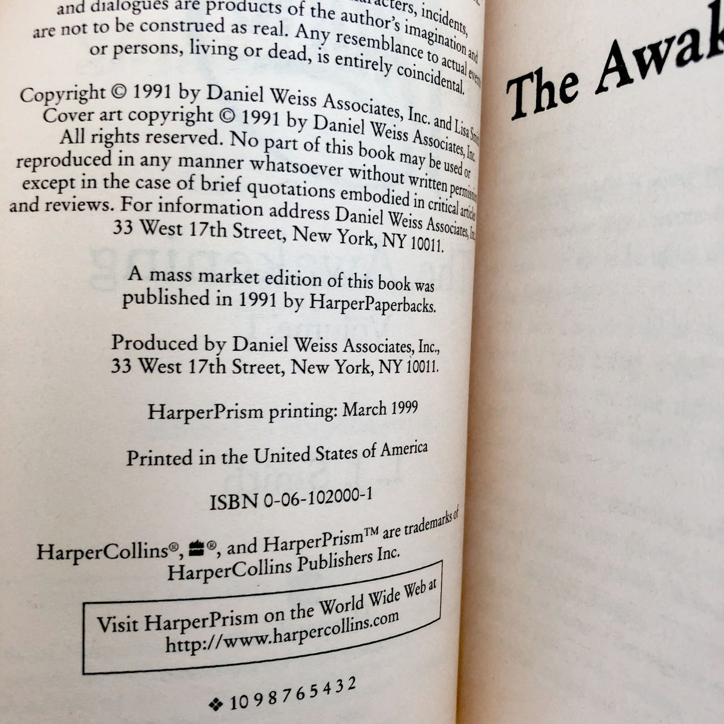 The Vampire Diaries Vol I: The Awakening by L.J. Smith [PRISM PAPERBACK / 1999]