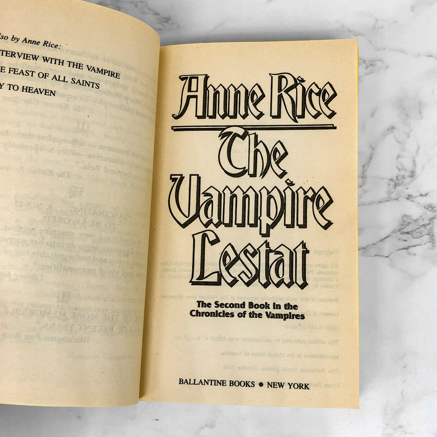 The Vampire Lestat by Anne Rice [FIRST PAPERBACK PRINTING] 1986