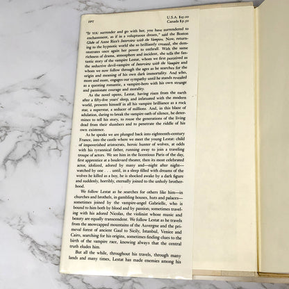 The Vampire Lestat by Anne Rice [FIRST EDITION] 14th Printing  ❧ 1992