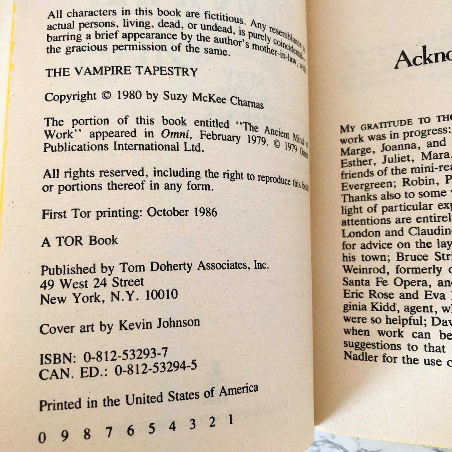 The Vampire Tapestry by Suzy McKee Charnas [1986 PAPERBACK / TOR]