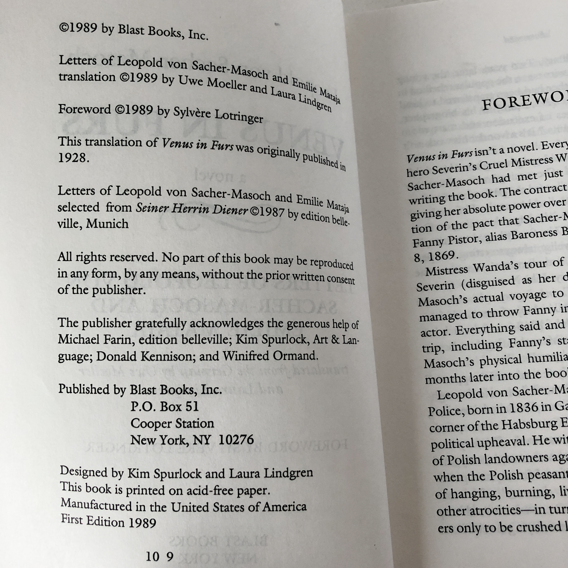 Venus in Furs & Selected Letters by Leopold von Sacher-Masoch - Bookshop Apocalypse