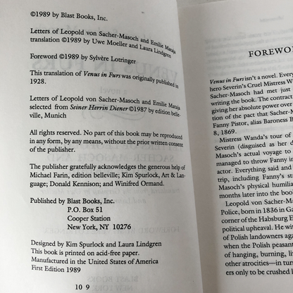 Venus in Furs & Selected Letters by Leopold von Sacher-Masoch - Bookshop Apocalypse