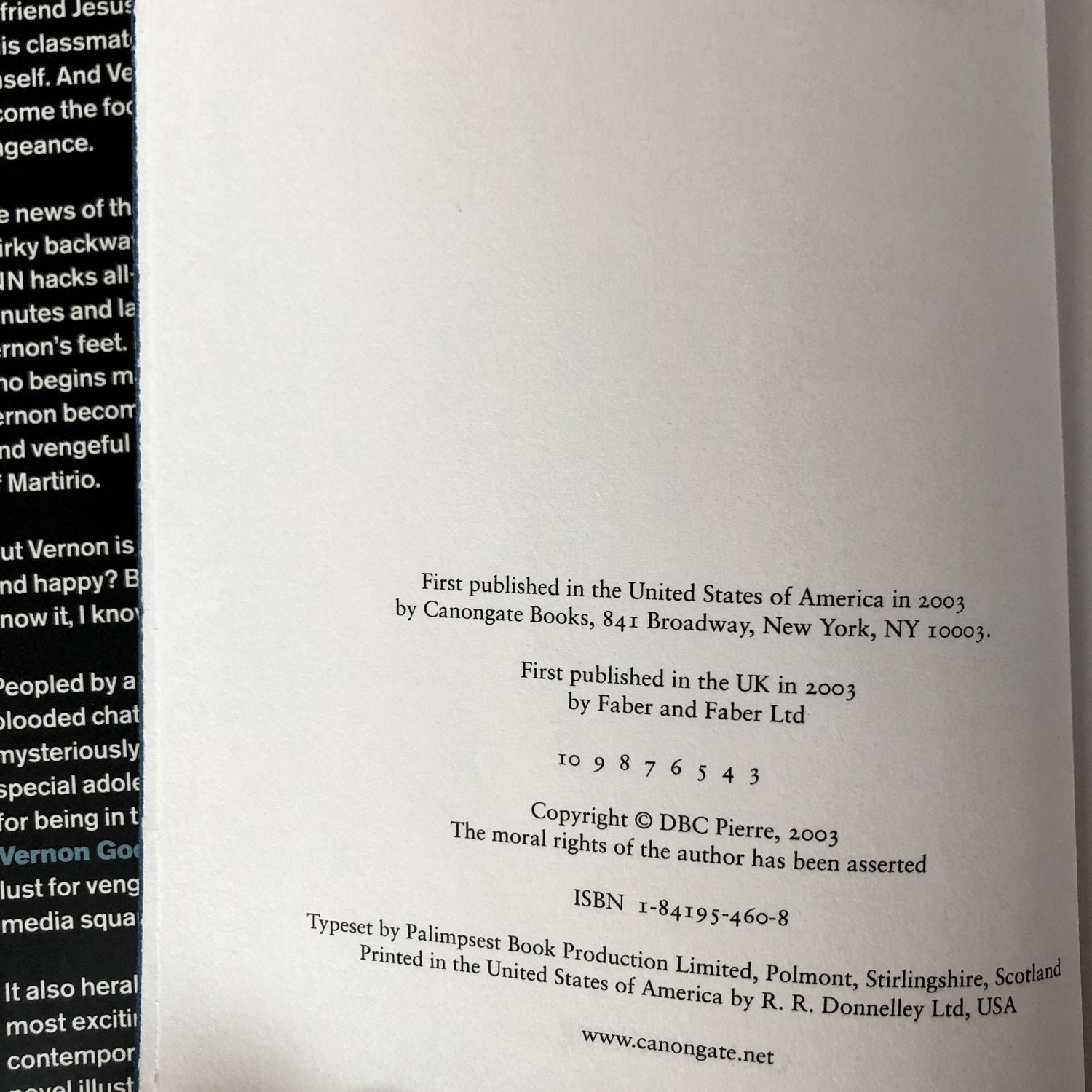 Vernon God Little by D.B.C. Pierre [FIRST EDITION] - Bookshop Apocalypse