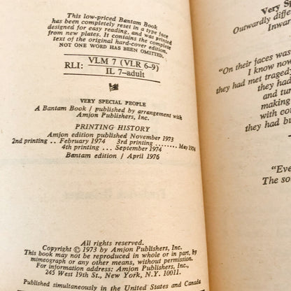 Very Special People: The Struggles, Loves & Triumphs of Human Oddities by Frederick Drimmer [FIRST PAPERBACK PRINTING]