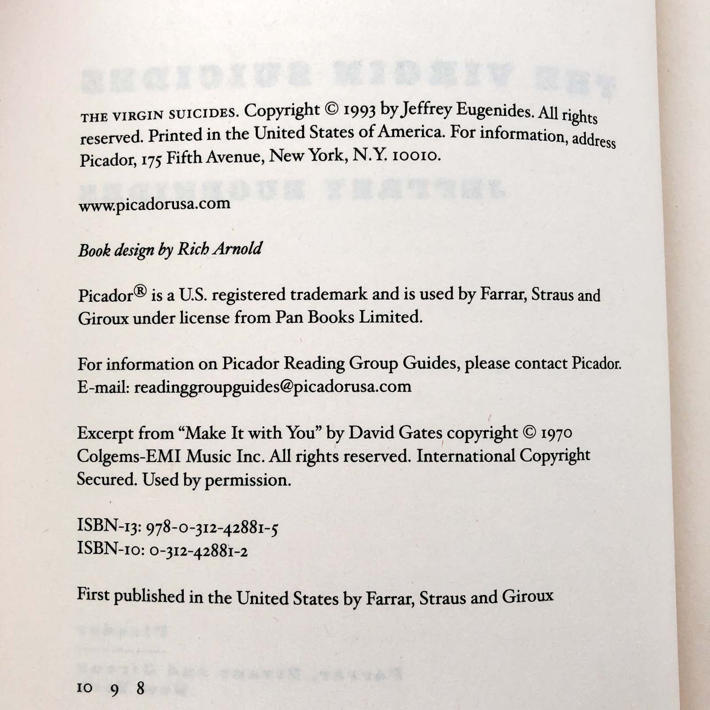 The Virgin Suicides by Jeffrey Eugenides [TRADE PAPERBACK]