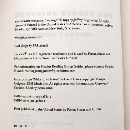The Virgin Suicides by Jeffrey Eugenides [TRADE PAPERBACK]