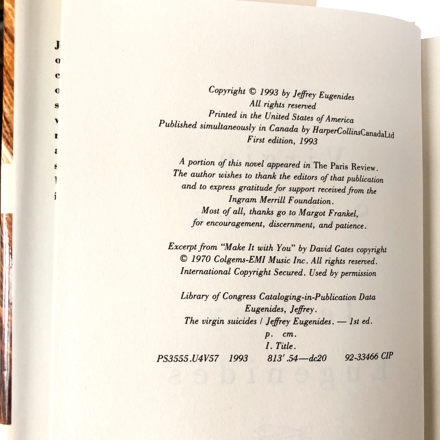 The Virgin Suicides by Jeffrey Eugenides [FIRST EDITION • FIRST PRINTING] 1993