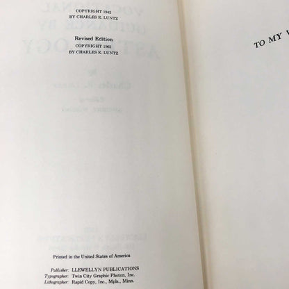 Vocational Guidance by Astrology by Charles E. Luntz [REVISED FIRST EDITION] 1962